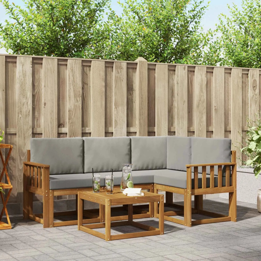 Set di divani da esterno 5 pcs Grigio Naturale e Chiaro
