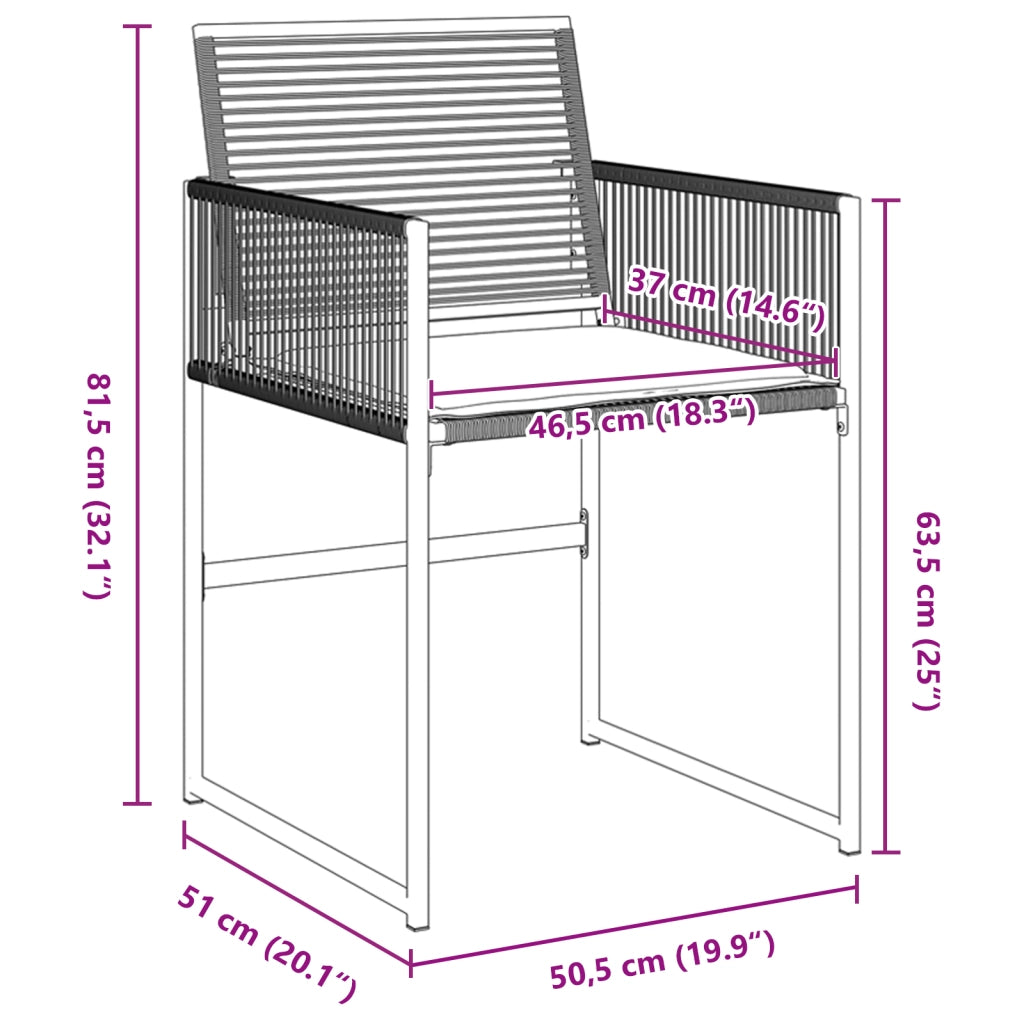 Set da pranzo da giardino 9 pezzi con cuscini Nero Polyrattan
