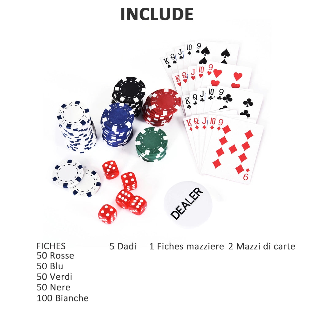 Valigetta Poker Professionale in Alluminio, Set Poker con 300 Fiches e 2 Mazzi per Texas hold'em e Blackjack