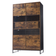 Vetrina con 2 Ante; 2 Cassetti; 6 Vani; LED e Ante in Acrilico per Soggiorno in MDF 80 × 40 × 138 cm Nero