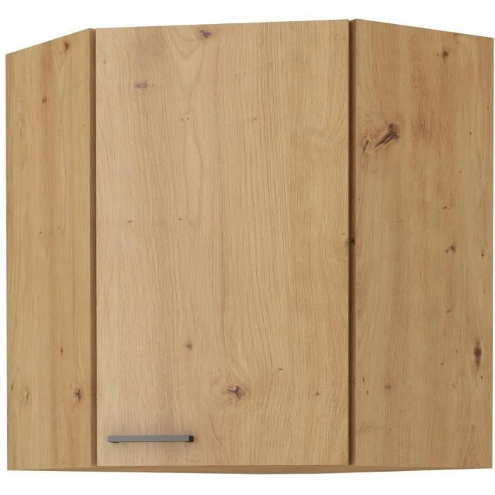 Mobile alto ad angolo - MODENA - 89 x 89 cm - Rovere artigianale e nero opaco - CUISINIER