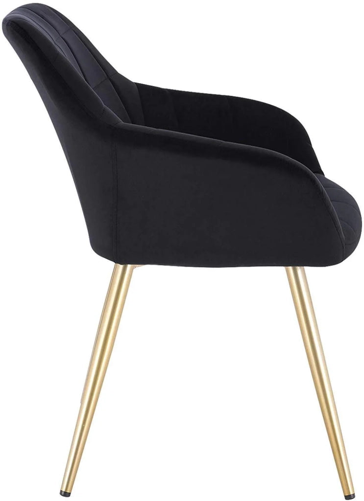Sedia da pranzo in velluto con gambe oro nero 19_0000360