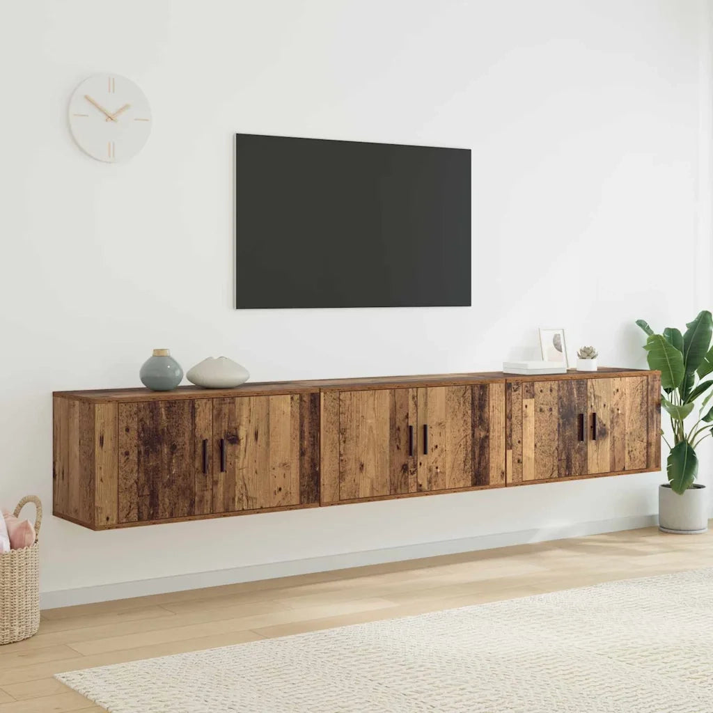 Set Mobile TV da Parete 3 pz-Credenza per TV Legno vecchio 80 x 34,5 x 40 cm