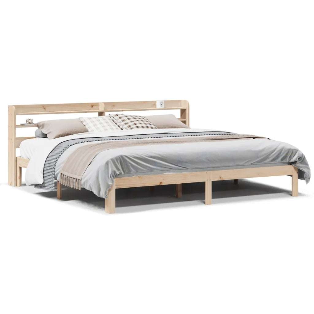 Giroletto con Testiera-Struttura Letto con testiera 200x200 cm in Legno Massello di Pino 374293