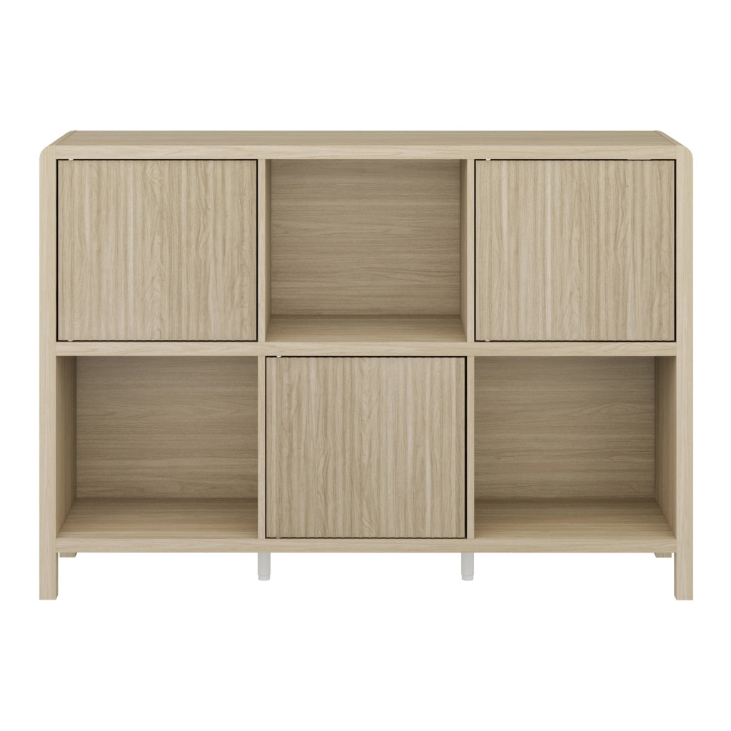 Credenza Bassa Lukkodso con 3 Ante e Scomparti Aperti 77x110x30 cm Effetto Rovere [en.casa]