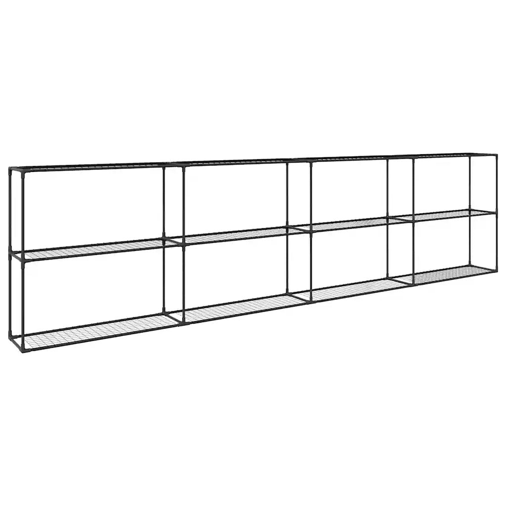 Supporto per piante | Sostegno per piante a 3 livelli Nero 400 x 32 x 104 cm Acciaio