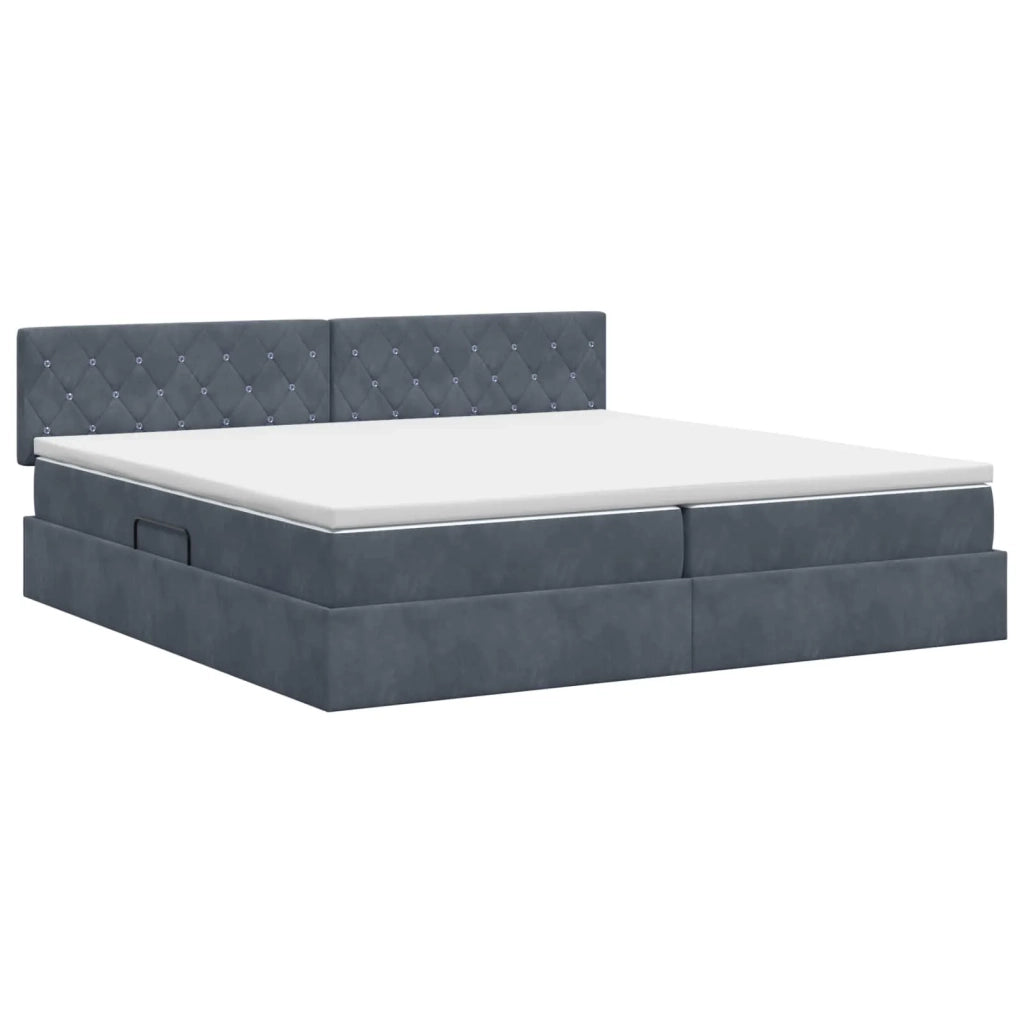 Letto con Contenitore Grigio Scuro 200 x 200 cm Velluto 3458770