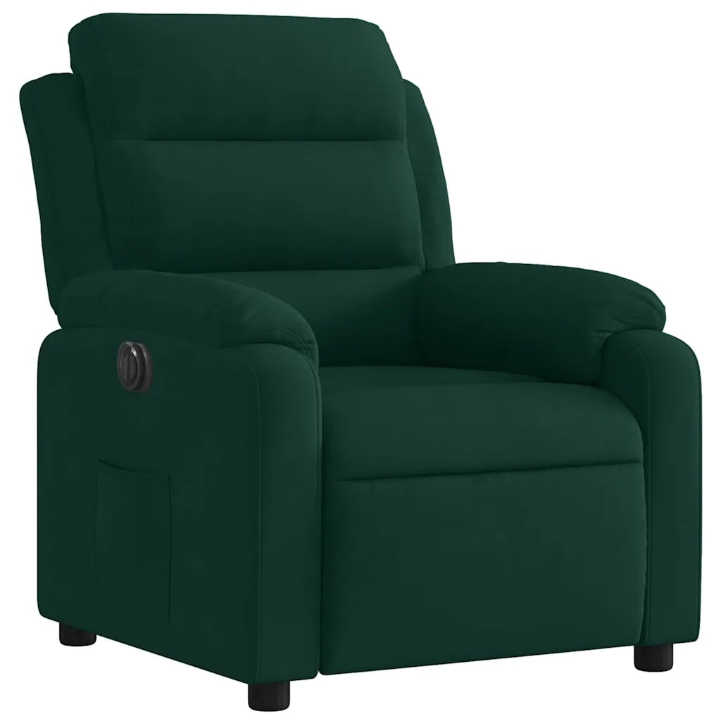 Poltrona Elettrica Reclinabile Verde Scuro in Vera Pelle 3205072