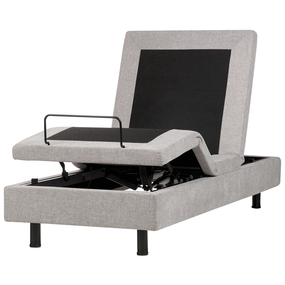 Letto elettrico matrimoniale tessuto grigio chiaro regolabile con telecomando senza testiera 80x200 cm stile moderno