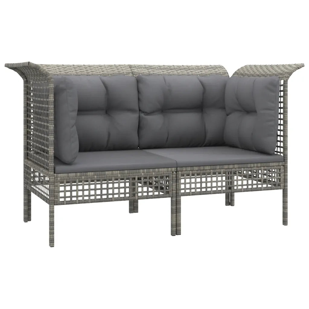 Divani Angolari da Giardino con Cuscini-Sofa da giardino 2pz Polyrattan Grigio