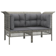 Divani Angolari da Giardino con Cuscini-Sofa da giardino 2pz Polyrattan Grigio