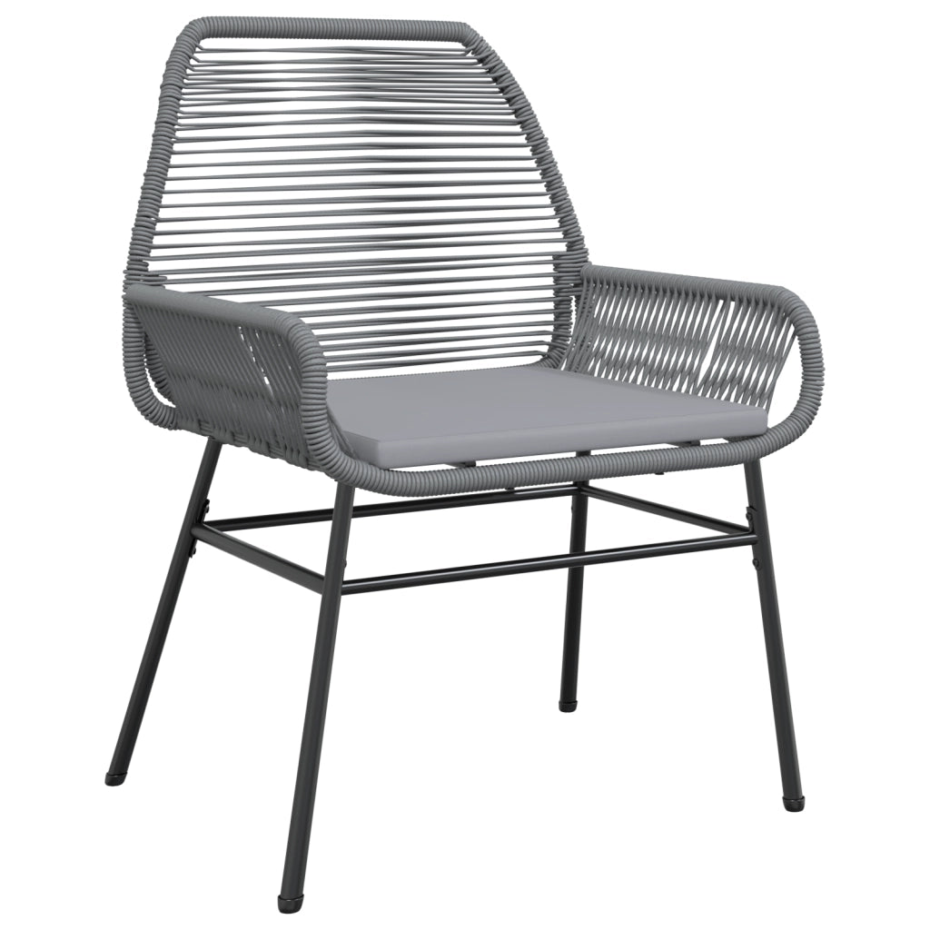 Set da Pranzo da Giardino 3 Pezzi con Cuscini Grigio Polyrattan