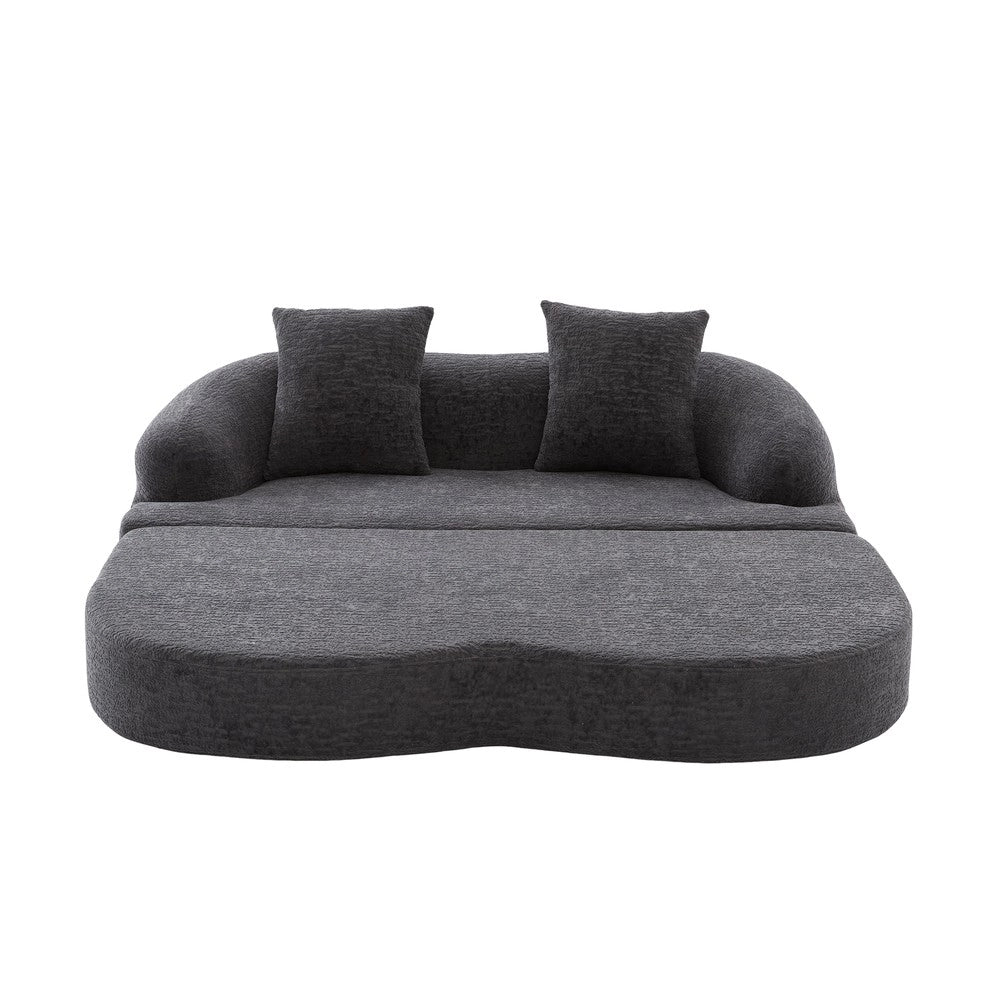 Divano letto 2 posti ¨C Minimal ¨C grigio scuro tessuto chenille con cuscini