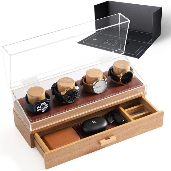 Cassettino orologio in legno per uomo - Cassa orologio custodia per uomo - Cassettino orologio in legno per lui - Cassa orologio custodia - Regalo per uomo, amico, padre - Watch Deck Pro