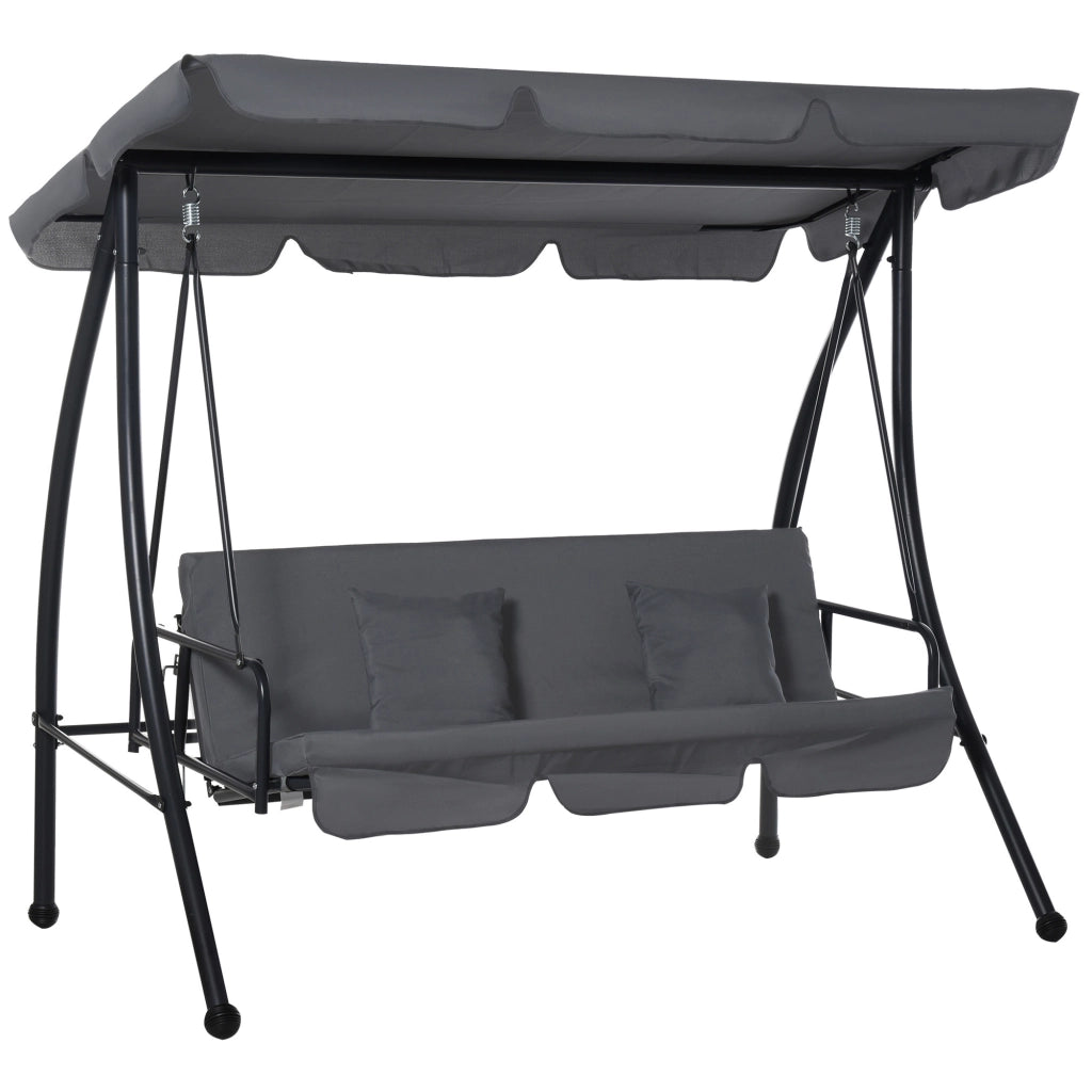 Amaca da Giardino 3 Posti Convertibile con Materasso ¨C zephmum ¨C 200x125x170 cm Metallo Polyester Nero Antracite