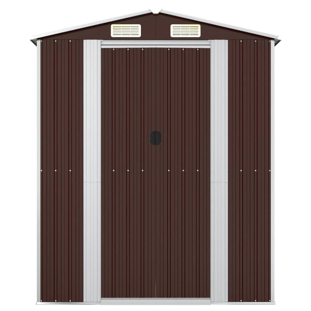 Casetta da giardino cabina ripostiglio capanno da esterno capanno per attrezzi robusta scura 192 x 108 x 223 cm acciaio zincato marrone 02_0022316