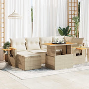 Set Divani da Giardino 7 pz con Cuscini Beige Polyrattan Acacia 3327621