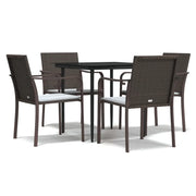 Set Pranzo da Giardino 5pz | Set Salotto da Giardino con Cuscini in Polyrattan e Acciaio