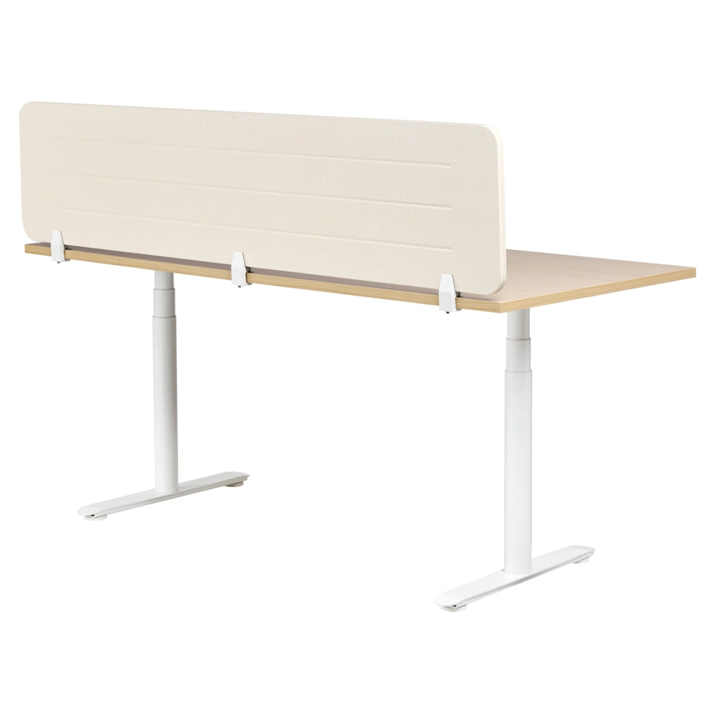 Pannello divisorio Beige Chiaro Copertura in tessuto 180 x 40 cm Schermo acustico Morsetti di montaggio modulari Casa Ufficio