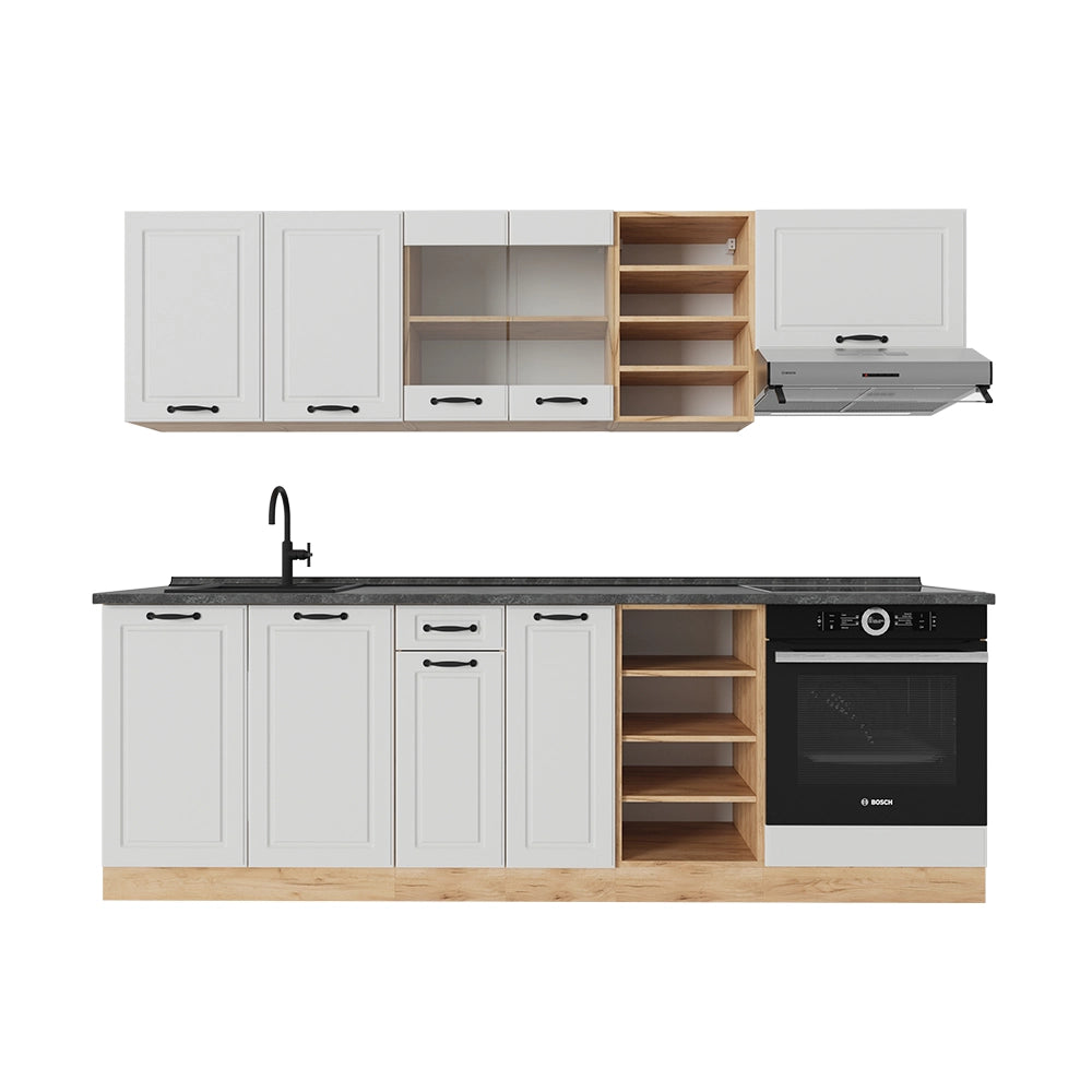 Vicco Cucina componibile Casa di campagna bianca/quercia dorata 240 cm , PL Antracite