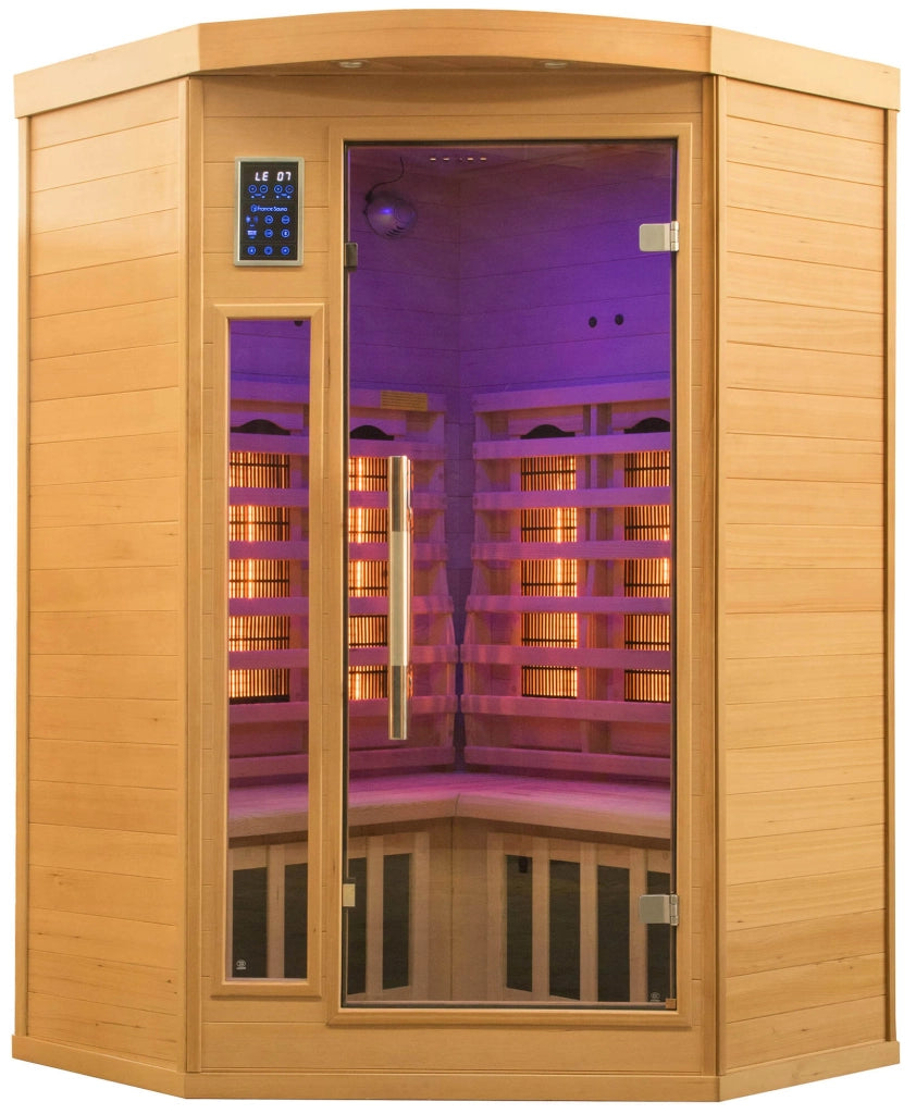 Sauna Finlandese ad Infrarossi 2/3 Posti 120x120 cm H190 in Legno di Abete Apollon 2C