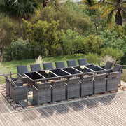 Set da Pranzo per Giardino 17 pz con Cuscini Polyrattan Grigio 3095618