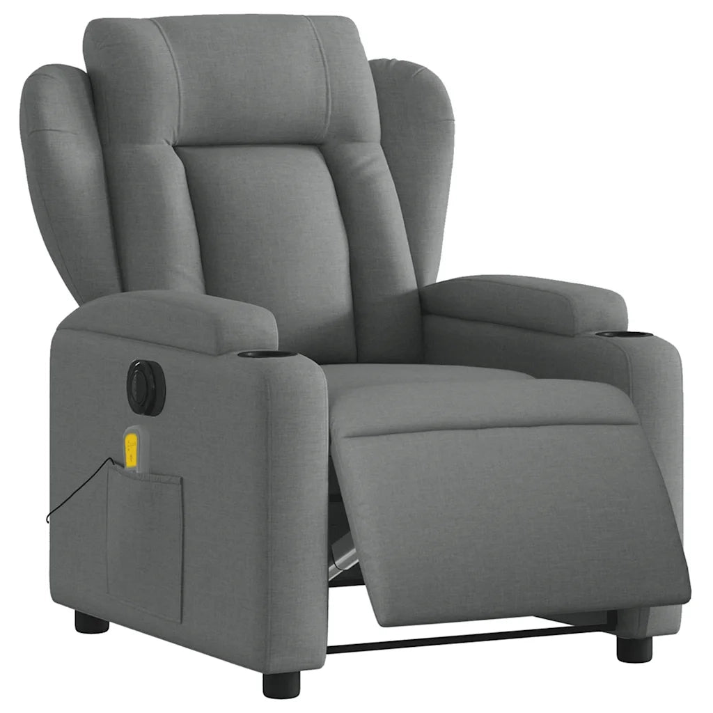Divano Sedia-Poltrona Reclinabile Massaggio Elettrica Grigio Scuro Tessuto 752861