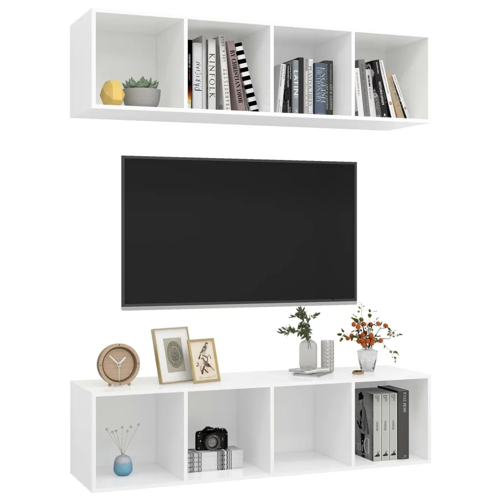 Mobile TV a Parete 2 pz Bianco in Truciolato 3079781