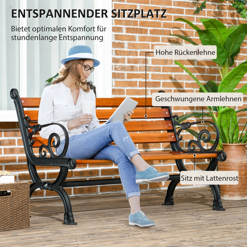 Panchina da Giardino 2 Posti ¨C zephmum ¨C Gussaluminium e Legno Naturale Teak 120x64x79