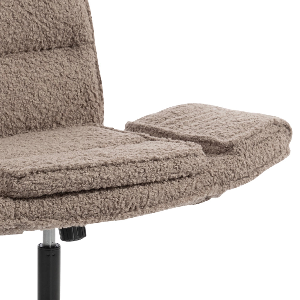 Sedia da ufficio girevole e regolabile in altezza, braccioli pieghevoli, Teddy Fleece marrone