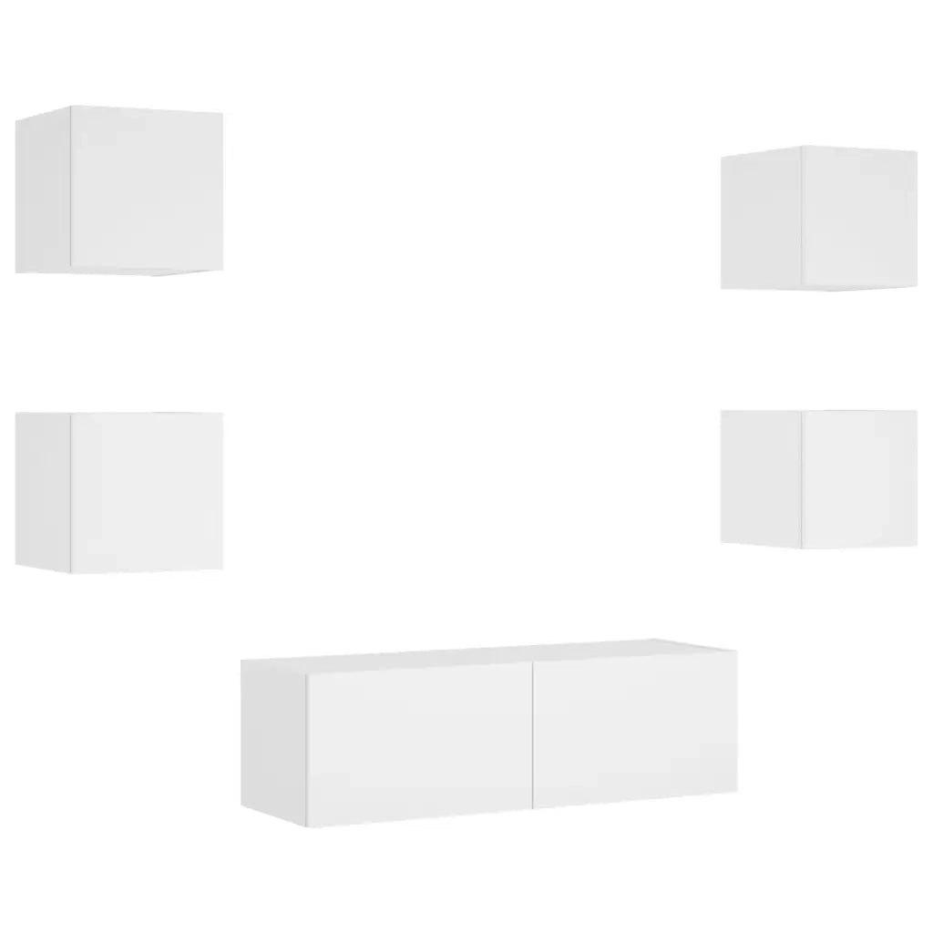 Mobili TV a Muro 5pz con Luci LED Bianchicod mxl 134335