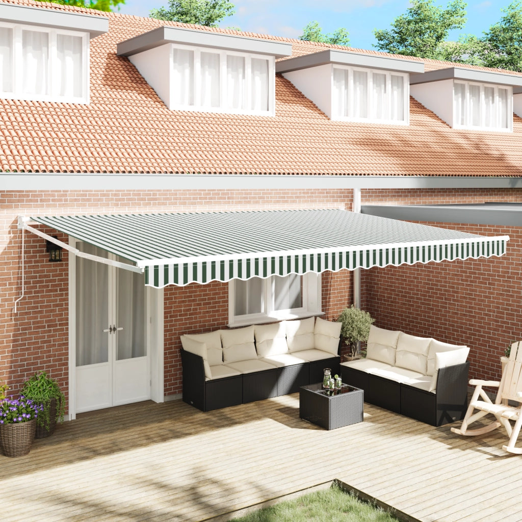 Tenda Retrattile Manuale Verde e Bianca 500x300 cm