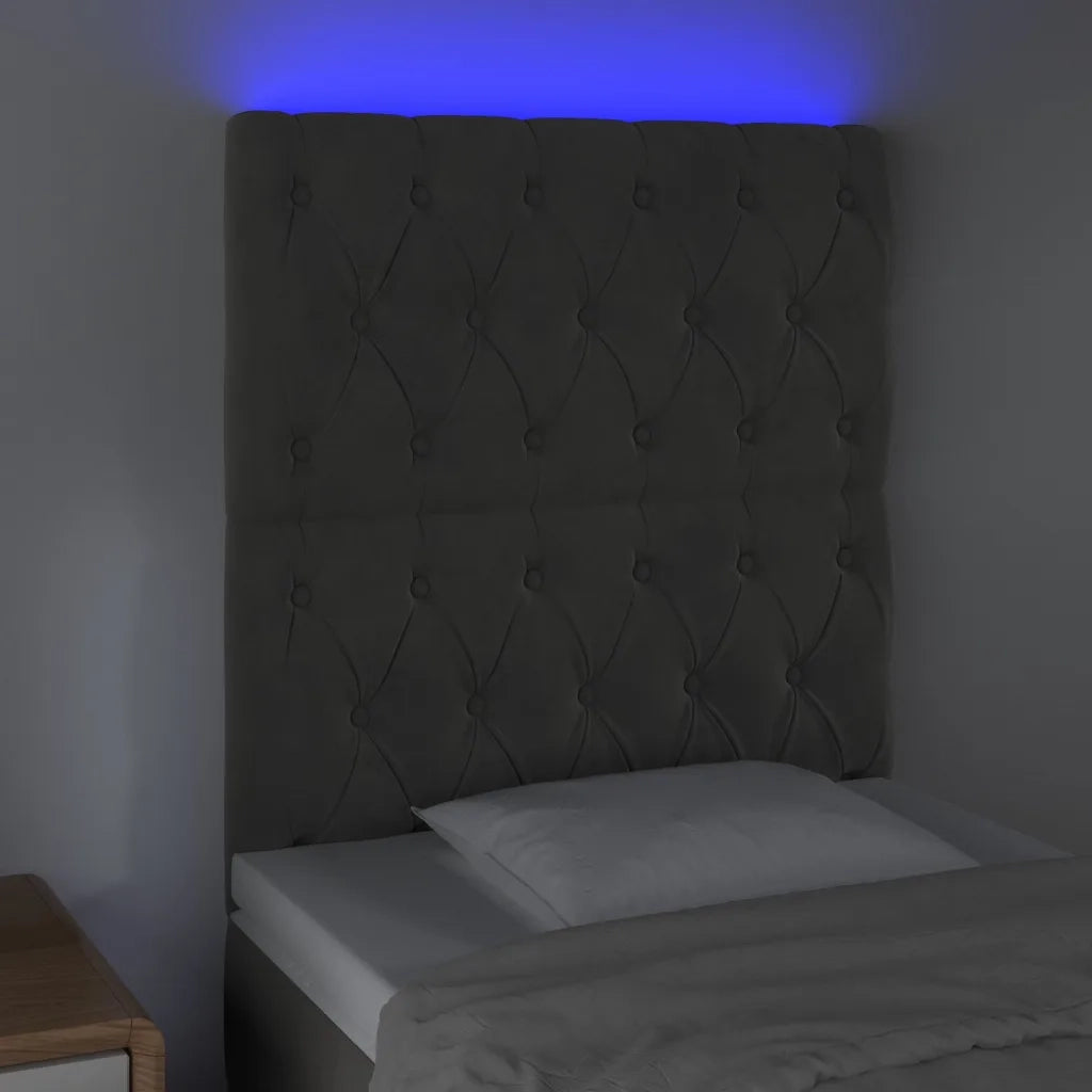 Testiera | Testata a LED GrigioScuro 80x7x118/128cm in Velluto