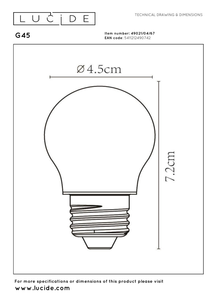 Lampadina LED opalina sferica E27 4W calda 280 lm Lucide