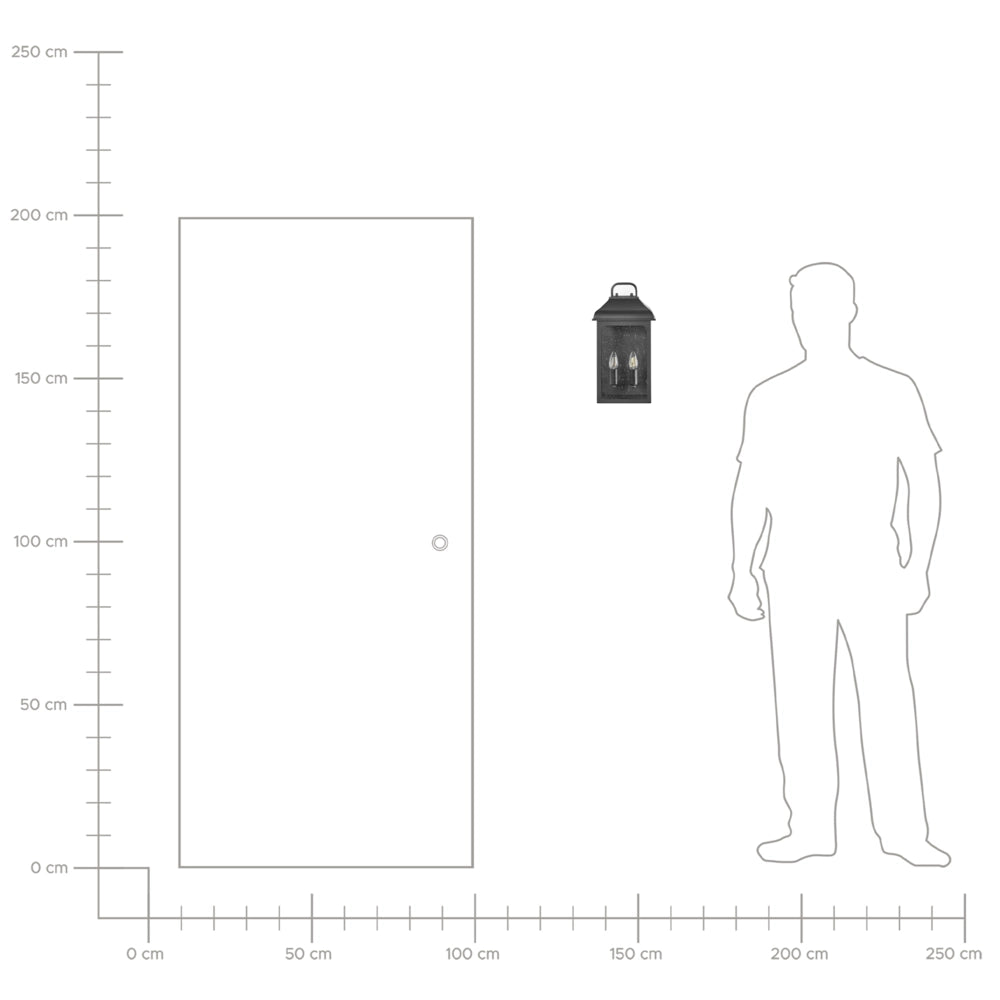 Set di 2 lampade da parete per esterni in metallo nero, stile tradizionale, per porta d'ingresso e veranda