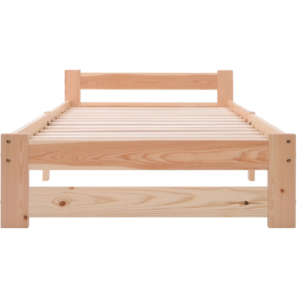 Letto singolo 90x200 cm in legno massello di pino; colore naturale