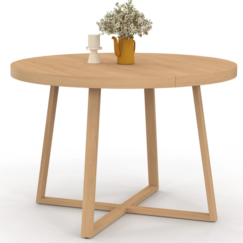 IDMarket - Tavolo da pranzo rotondo SELMA per 4-6 persone effetto faggio 110 cm