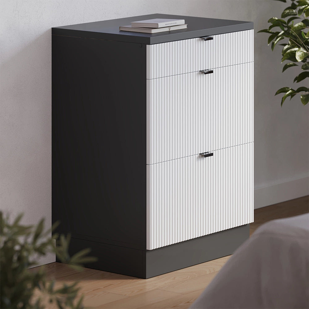 Mobile per mansarda Rion Ondulazione bianca/Antracite 60 x 83.8 cm senza inclinazione con 3 cassetti Vicco