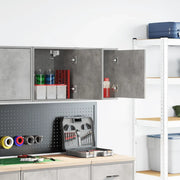 Pensili per Garage 2 pz Grigio Cemento in Legno Multistrato 860632