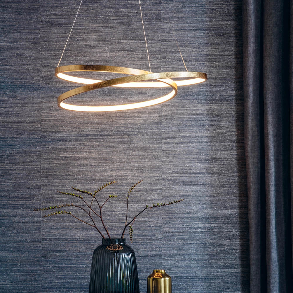 Lampadario LED moderno oro doppio anello 31,5W Endon