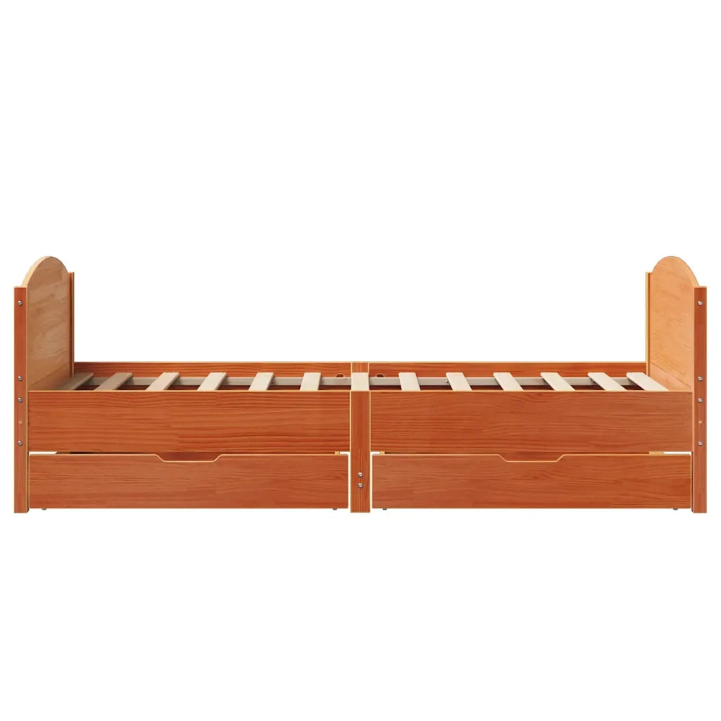 Letto senza Materasso Marrone Cera 75x190 cm in Legno di Pino 3301814