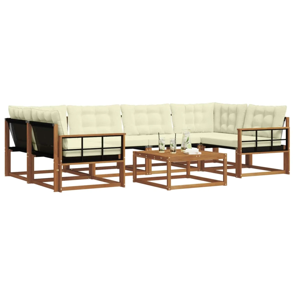 Set di divani da esterno con cuscino 7 pcs Naturale e Crema