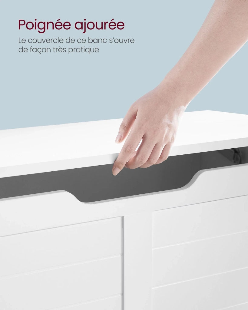 Cassapanca portaoggetti da interno scarpiera pouf panca portaoggetti per bambini con cerniere di sicurezza stile moderno 100 x 40 x 46 cm bianco opaco 12_0005147
