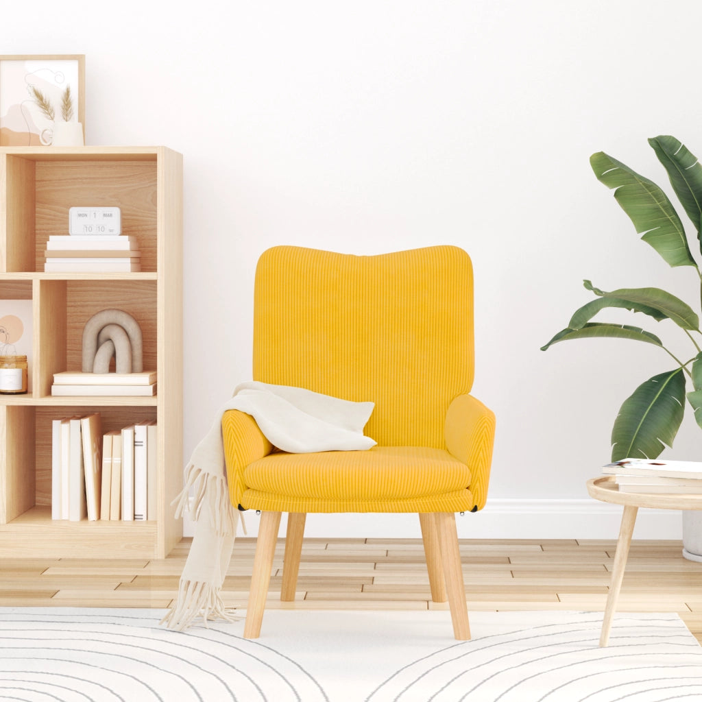 Poltrona Rilassante  in Corduroy Giallo Chiaro