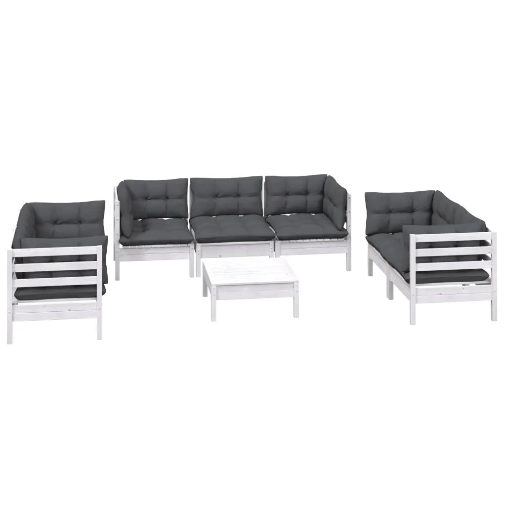 Set Salotto da Giardino con Cuscini 8 pz Legno Massello di Pino 3096263