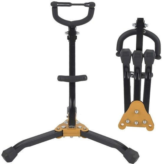 Supporto per Saxofono Portatile - Regolabile - Ripiegabile - Antiscivolo - Acciaio Inossidabile - Impugnatura Flessibile - Supporto per Strumenti