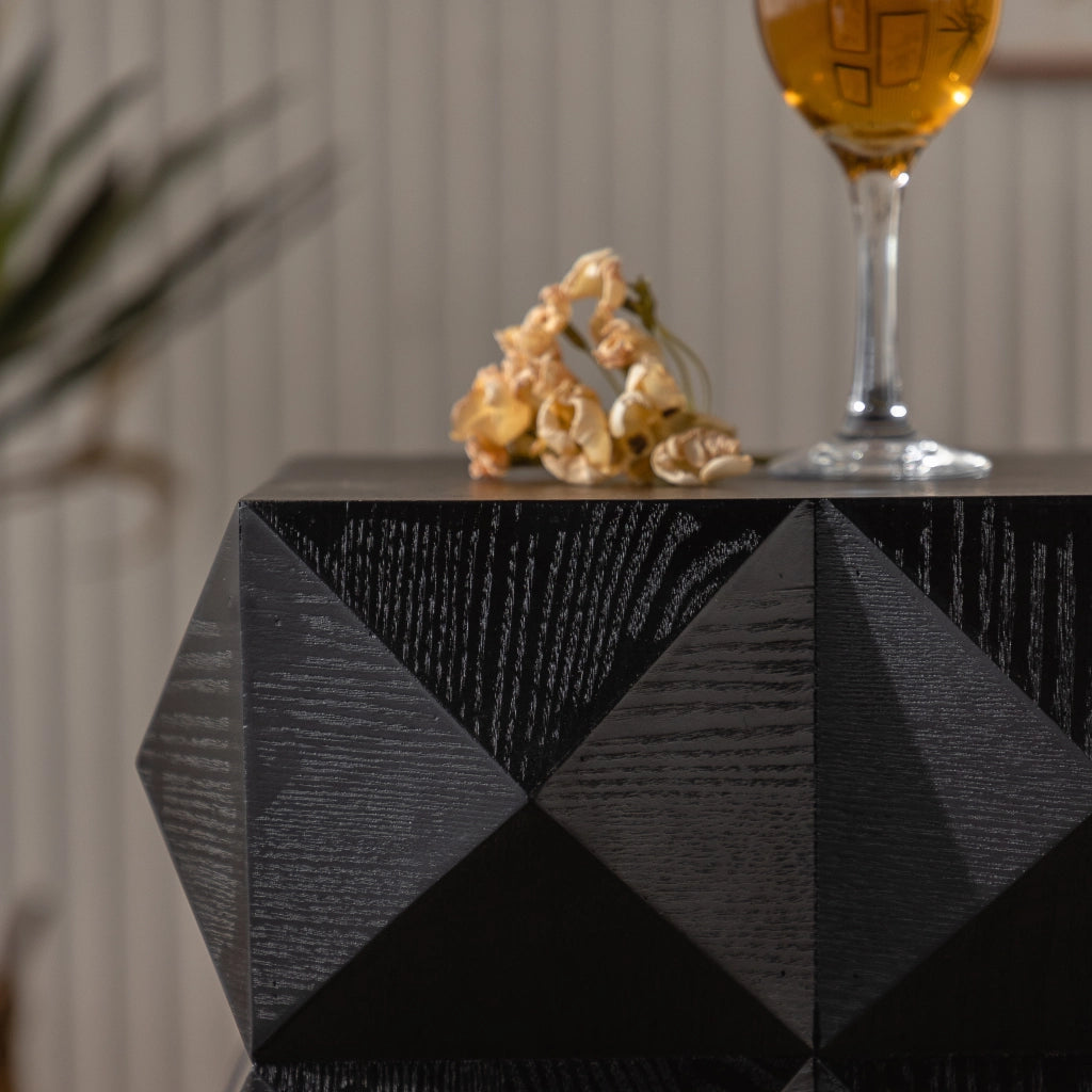 TAVOLINO Vintage 68,5x44x43,5 cm Legno Massello e MDF Nero, Pronto all'uso