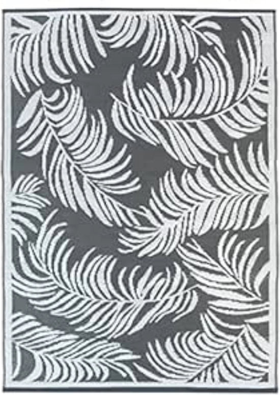 Tappeto Esterno Coco Tropical grigio e bianco, 270 x 370 cm