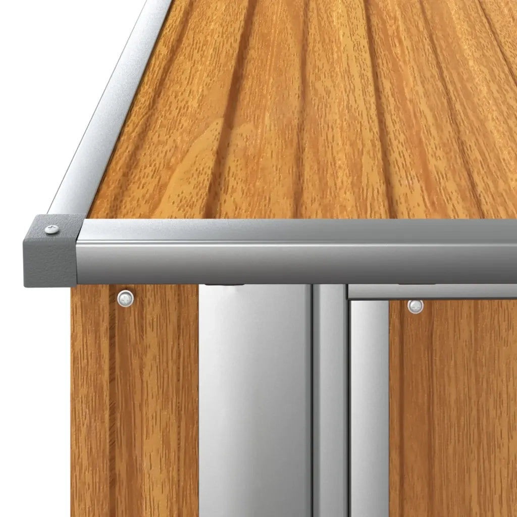 Casetta da giardino 180,5x97x209,5 cm in acciaio zincato effetto legno CFW1359019