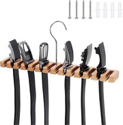 Organizzatore di Cinture e Cinturoni con Grilletta Rotativa - Sostegno in Legno da Appendere alla Parete per Armadio, Porta o Muro - 14 Fessure per Accesso Facile